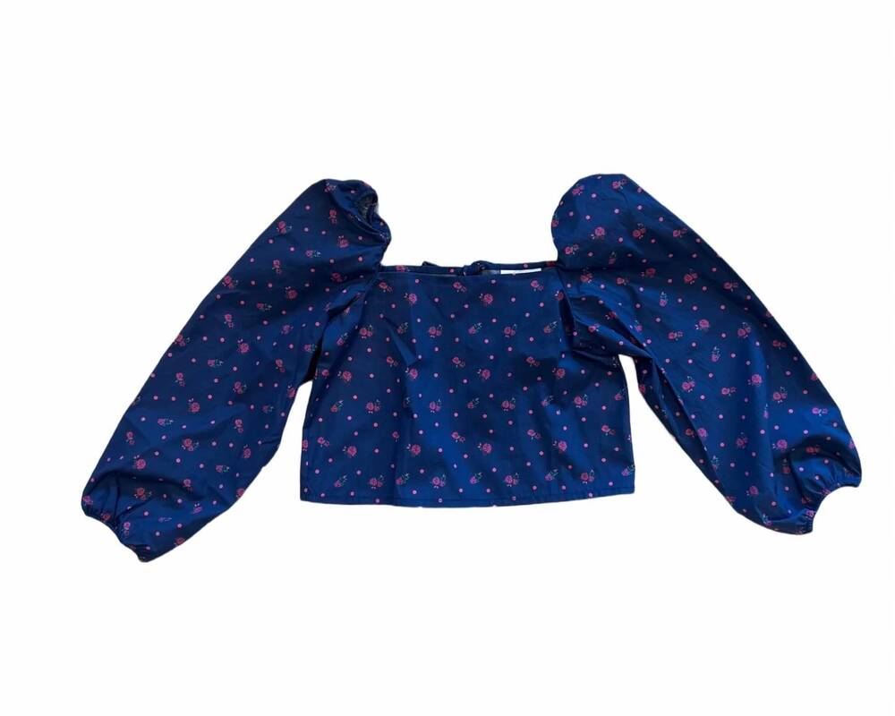 NEW THEME girls jordyn top in blue floral dot